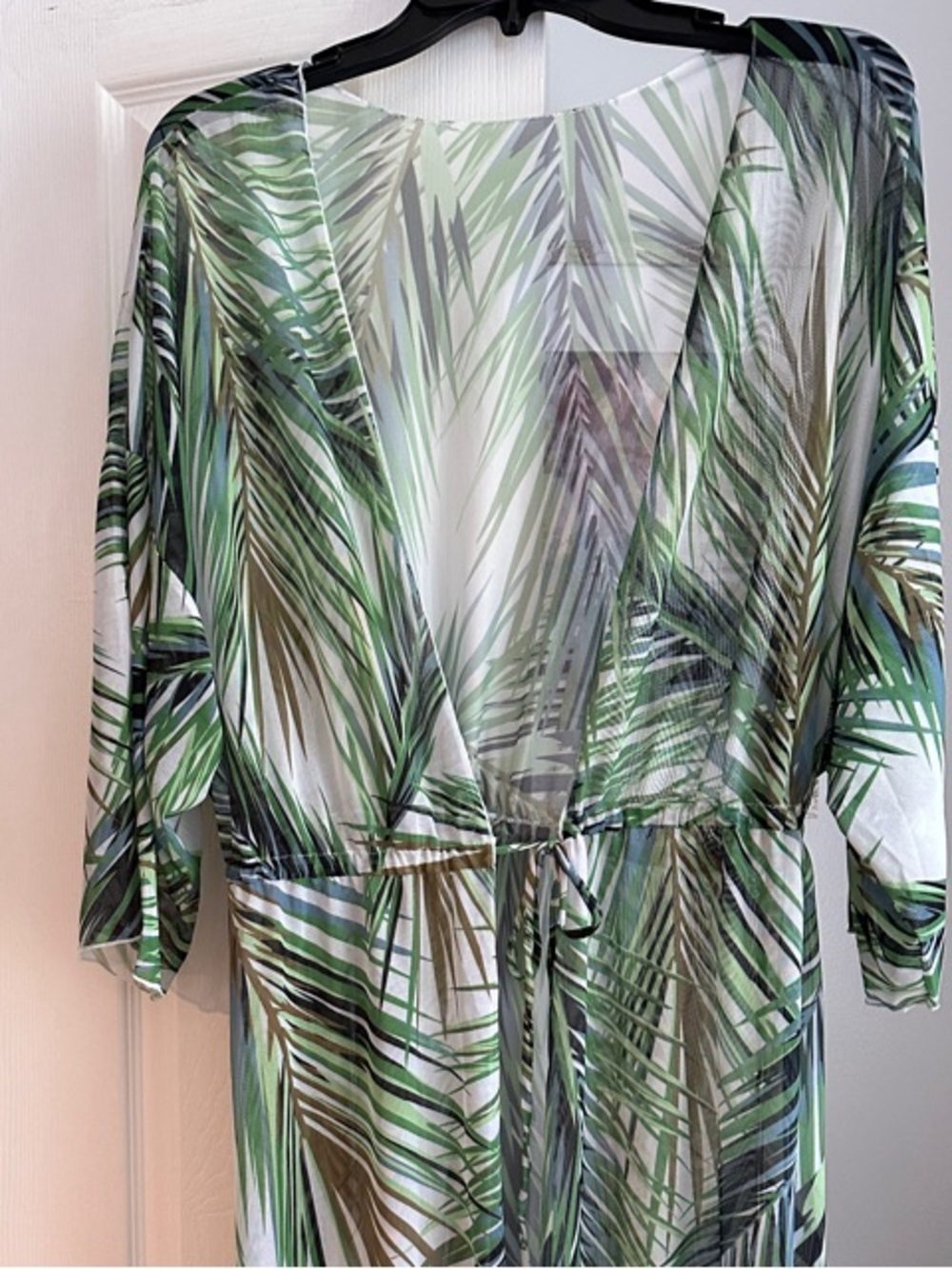 Tropical Palm Leaf Maxi Cover-Up - Green & White Fits up to size 14/16